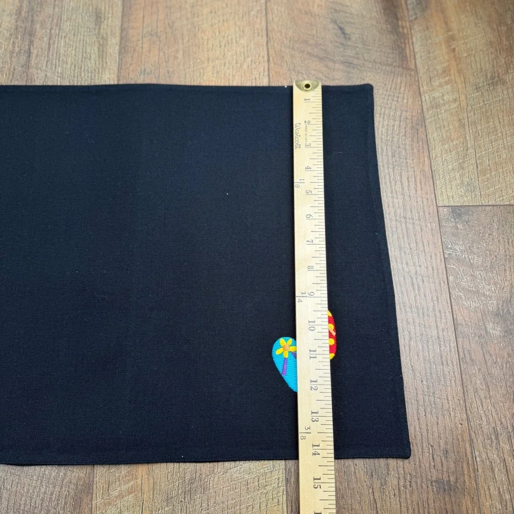 Set of 8 Vintage Placemats and 8 Napkins Black Cotton Flip‎ Flops